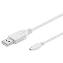 PremiumCord Kabel micro USB 2.0, A-B 3m, bílá